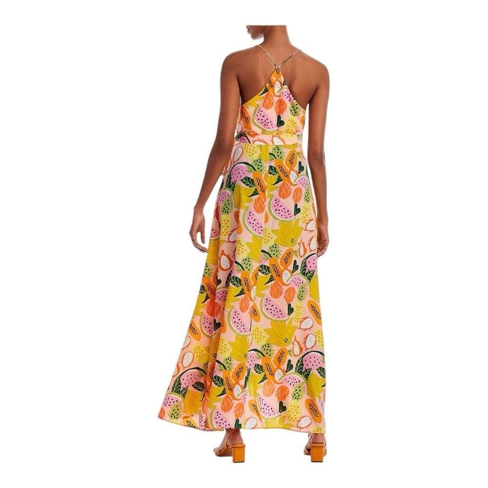 Aqua Wrap Front Fruit Print Maxi Dress - Picture 3 of 4
